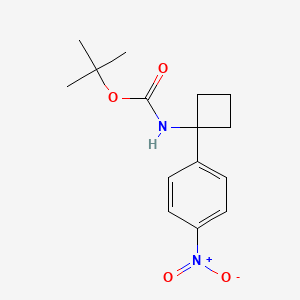 Chemical structure of tert-butyl 1-(4-nitrophenyl)cyclobutylcarbaMate