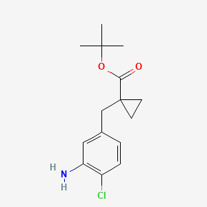 Chemical structure of tert-Butyl 1-(3-amino-4-chlorobenzyl)cyclopropanecarboxylate