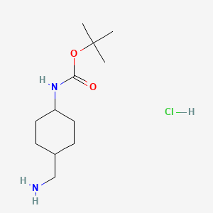 Chemical structure of Trans-4-(Boc-amino)-cyclohexanemethanamine hydrochloride