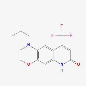 Chemical structure of tert-butyl (trans-2-(4-cyano-3-(trifluoromethyl)phenyl)cyclopropyl)carbamate