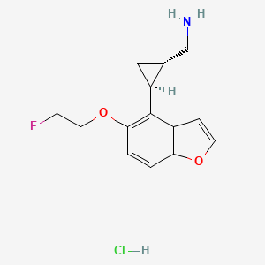Chemical structure of tert-butyl (trans-2-(4-chloro-2-fluorophenyl)cyclopropyl)carbamate