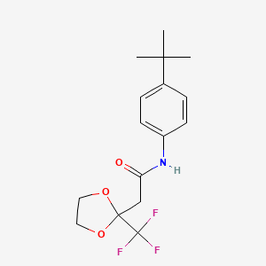 Chemical structure of tert-butyl (trans-2-(2-methoxy-4-(trifluoromethyl)phenyl)cyclopropyl)carbamate