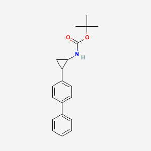 Chemical structure of tert-butyl (trans-2-([1,1'-biphenyl]-4-yl)cyclopropyl)carbamate