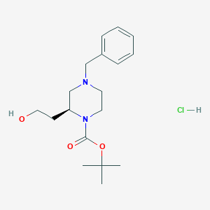 Chemical structure of tert-Butyl (S)-4-benzyl-2-(2-hydroxyethyl)piperazine-1-carboxylate hydrochloride
