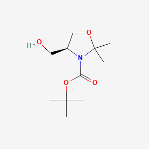 Chemical structure of tert-Butyl (S)-4-(Hydroxymethyl)-2,2-dimethyloxazolidine-3-carboxylate