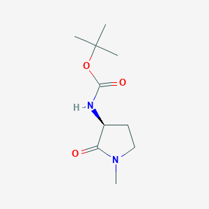 Chemical structure of tert-butyl (S)-1-methyl-2-oxopyrrolidin-3-ylcarbamate