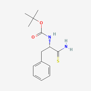 Chemical structure of tert-butyl (S)-2-phenyl-1-thiocarbamoylethylcarbamate