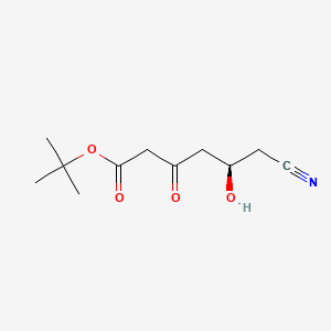 Chemical structure of tert-Butyl (R)-6-Cyano-5-hydroxy-3-oxohexanoate