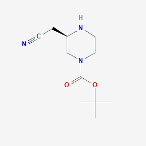 Chemical structure of tert-Butyl (R)-3-(cyanomethyl)piperazine-1-carboxylate
