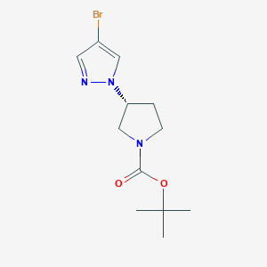 Chemical structure of tert-butyl (R)-3-(4-bromo-1H-pyrazol-1-yl)pyrrolidine-1-carboxylate