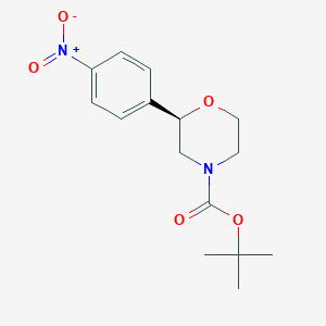 Chemical structure of tert-Butyl (R)-2-(4-nitrophenyl)morpholine-4-carboxylate