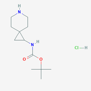 Chemical structure of tert-Butyl (6-azaspiro[2.5]octan-1-yl)carbamate hydrochloride
