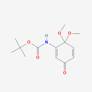 Chemical structure of Tert-butyl (6,6-dimethoxy-3-oxocyclohexa-1,4-dien-1-YL)carbamate