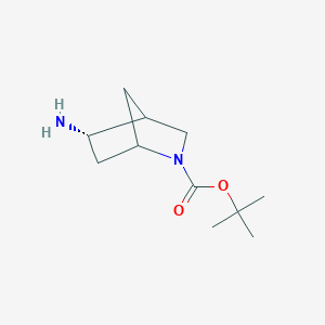 Chemical structure of tert-Butyl (5S)-5-amino-2-azabicyclo[2.2.1]heptane-2-carboxylate