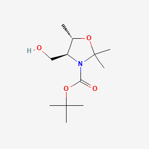 Chemical structure of tert-Butyl (4S,5S)-4-(Hydroxymethyl)-2,2,5-trimethyloxazolidine-3-carboxylate