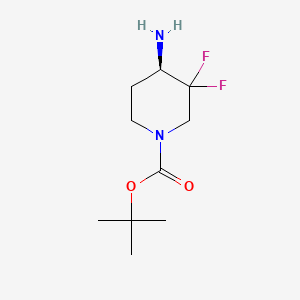 Chemical structure of t-Butyl (4R)-4-amino-3,3-difluoropiperidine-1-carboxylate