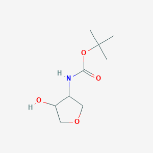 Chemical structure of tert-Butyl (4-hydroxytetrahydrofuran-3-yl)carbamate