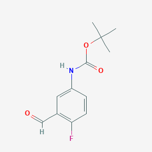 Chemical structure of tert-Butyl (4-fluoro-3-formylphenyl)carbamate