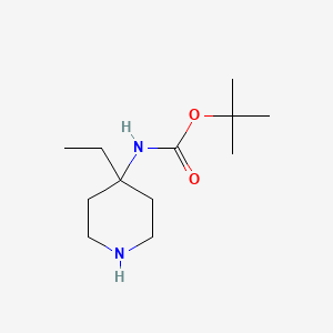 Chemical structure of tert-Butyl (4-ethylpiperidin-4-yl)carbamate