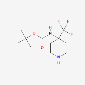 Chemical structure of tert-Butyl (4-(trifluoromethyl)piperidin-4-yl)carbamate