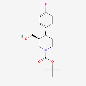 Chemical structure of tert-Butyl (3S,4R)-4-(4-fluorophenyl)-3-(hydroxymethyl)piperidine-1-carboxylate