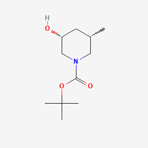Chemical structure of Tert-butyl (3R,5S)-3-hydroxy-5-methylpiperidine-1-carboxylate