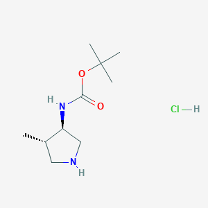 Chemical structure of tert-Butyl (3R,4S)-4-methylpyrrolidin-3-ylcarbamate hydrochloride