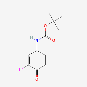 Chemical structure of tert-butyl (3-iodo-4-oxocyclohex-2-en-1-yl)carbamate