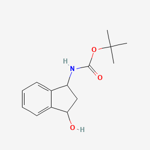 Chemical structure of tert-Butyl (3-hydroxy-2,3-dihydro-1H-inden-1-yl)carbamate