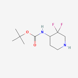 Chemical structure of tert-Butyl (3,3-difluoropiperidin-4-yl)carbamate