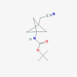 Chemical structure of tert-Butyl (3-(cyanomethyl)bicyclo[1.1.1]pentan-1-yl)carbamate