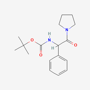 Chemical structure of tert-Butyl (2-oxo-1-phenyl-2-(pyrrolidin-1-yl)ethyl)carbamate