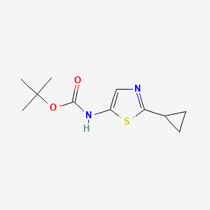 Chemical structure of tert-Butyl (2-cyclopropylthiazol-5-yl)carbamate