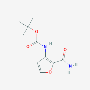 Chemical structure of tert-Butyl (2-carbamoylfuran-3-yl)carbamate