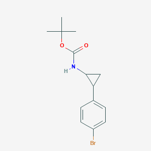 Chemical structure of tert-butyl (2-(4-bromophenyl)cyclopropyl)carbamate