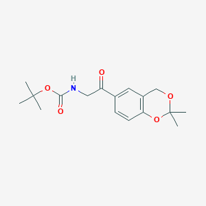 Chemical structure of tert-Butyl (2-(2,2-dimethyl-4H-benzo[d][1,3]dioxin-6-yl)-2-oxoethyl)carbamate