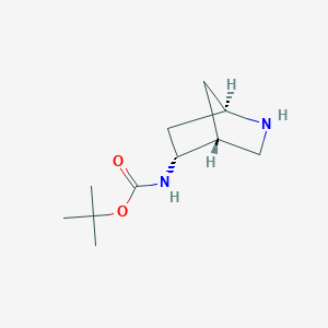 Chemical structure of tert-Butyl (1R,4R,5R)-2-azabicyclo[2.2.1]heptan-5-ylcarbamate