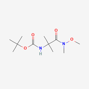 Chemical structure of Tert-Butyl (1-(Methoxy(Methyl)Amino)-2-Methyl-1-Oxopropan-2-Yl)Carbamate