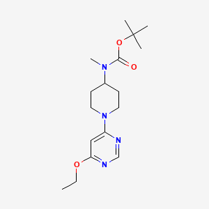 Chemical structure of tert-Butyl (1-(6-ethoxypyrimidin-4-yl)piperidin-4-yl)(methyl)carbamate
