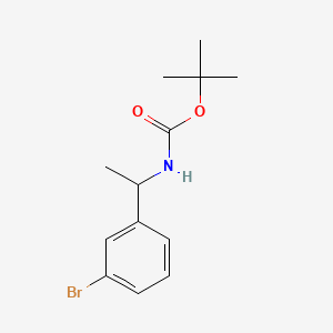 Chemical structure of tert-Butyl (1-(3-bromophenyl)ethyl)carbamate