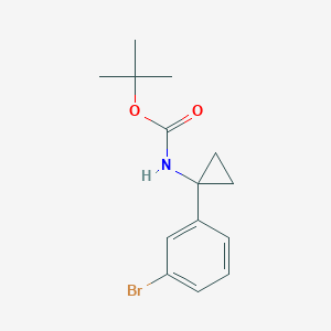 Chemical structure of tert-Butyl (1-(3-bromophenyl)cyclopropyl)carbamate