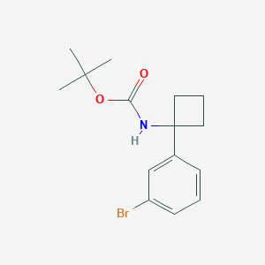 Chemical structure of tert-Butyl (1-(3-bromophenyl)cyclobutyl)carbamate