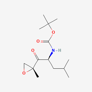 Chemical structure of tert-Butyl ((S)-4-methyl-1-((R)-2-methyloxiran-2-yl)-1-oxopentan-2-yl)carbamate