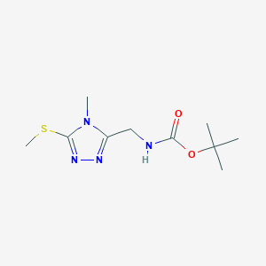 Chemical structure of tert-butyl ((4-Methyl-5-(Methylthio)-4H-1,2,4-triazol-3-yl)Methyl)carbaMate