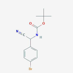 Chemical structure of tert-Butyl ((4-bromophenyl)(cyano)methyl)carbamate