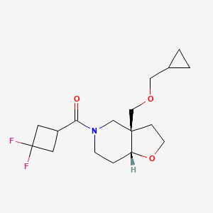 Chemical structure of tert-butyl ((4-(2,6-difluorophenyl)tetrahydro-2H-pyran-4-yl)methyl)carbamate