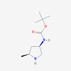 Chemical structure of tert-Butyl ((3R,5S)-5-methylpyrrolidin-3-yl)carbamate