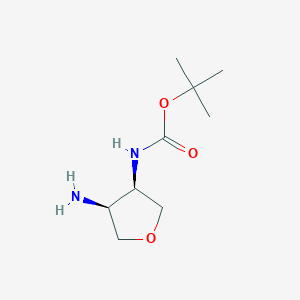 Chemical structure of tert-Butyl ((3R,4S)-4-aminotetrahydrofuran-3-yl)carbamate