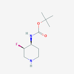 Chemical structure of tert-Butyl ((3R,4S)-3-fluoropiperidin-4-yl)carbamate
