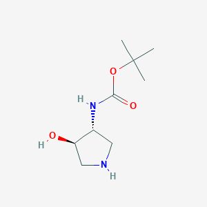 Chemical structure of tert-Butyl ((3R,4R)-4-hydroxypyrrolidin-3-yl)carbamate